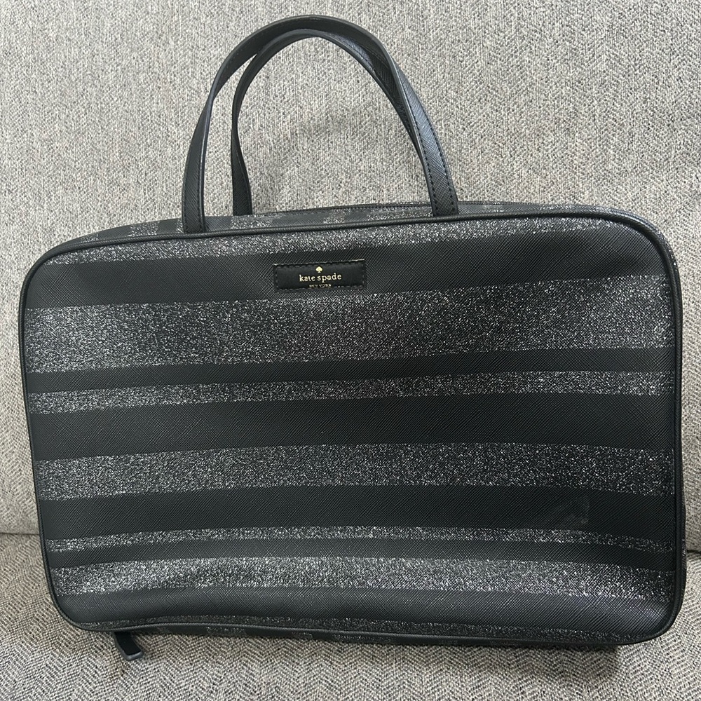 Kate Spade Black and Silver Glitter make up/travel bag